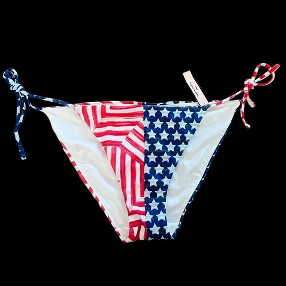 Victorias Secret Swim The Teeny Bikini bottom Adjustable Side ties American Flag - Picture 1 of 3